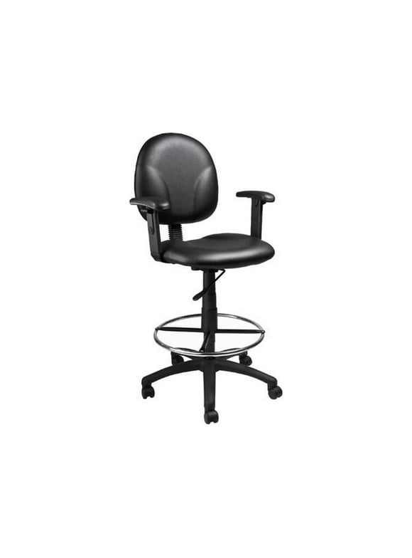 Boss Office & Home Transitional Drafting Stool with Adjustable Arms, Black