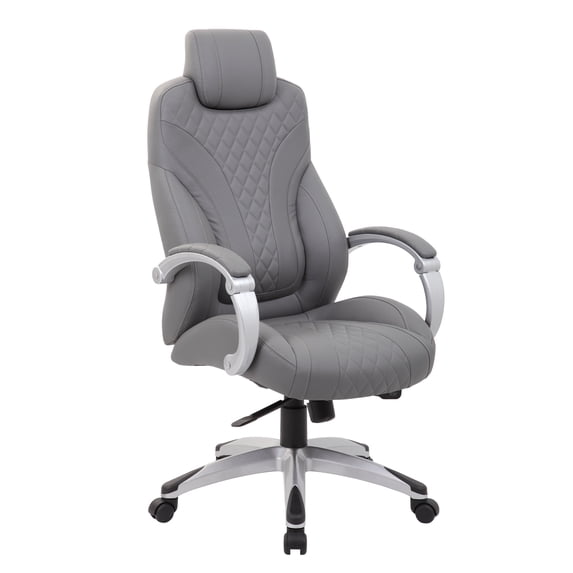 Boss Office Products X-Series Transitional Grey Executive Hinged Arm Chair