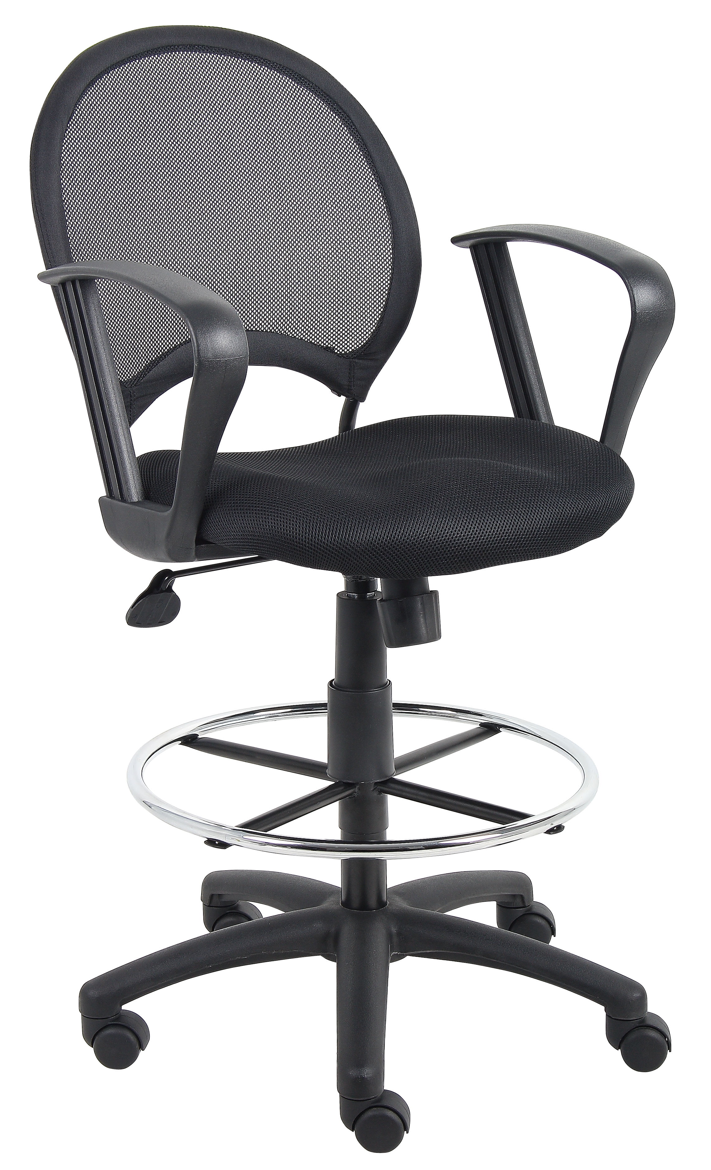 Black Mesh High Back Swivel Drafting Chair with Fixed Arms