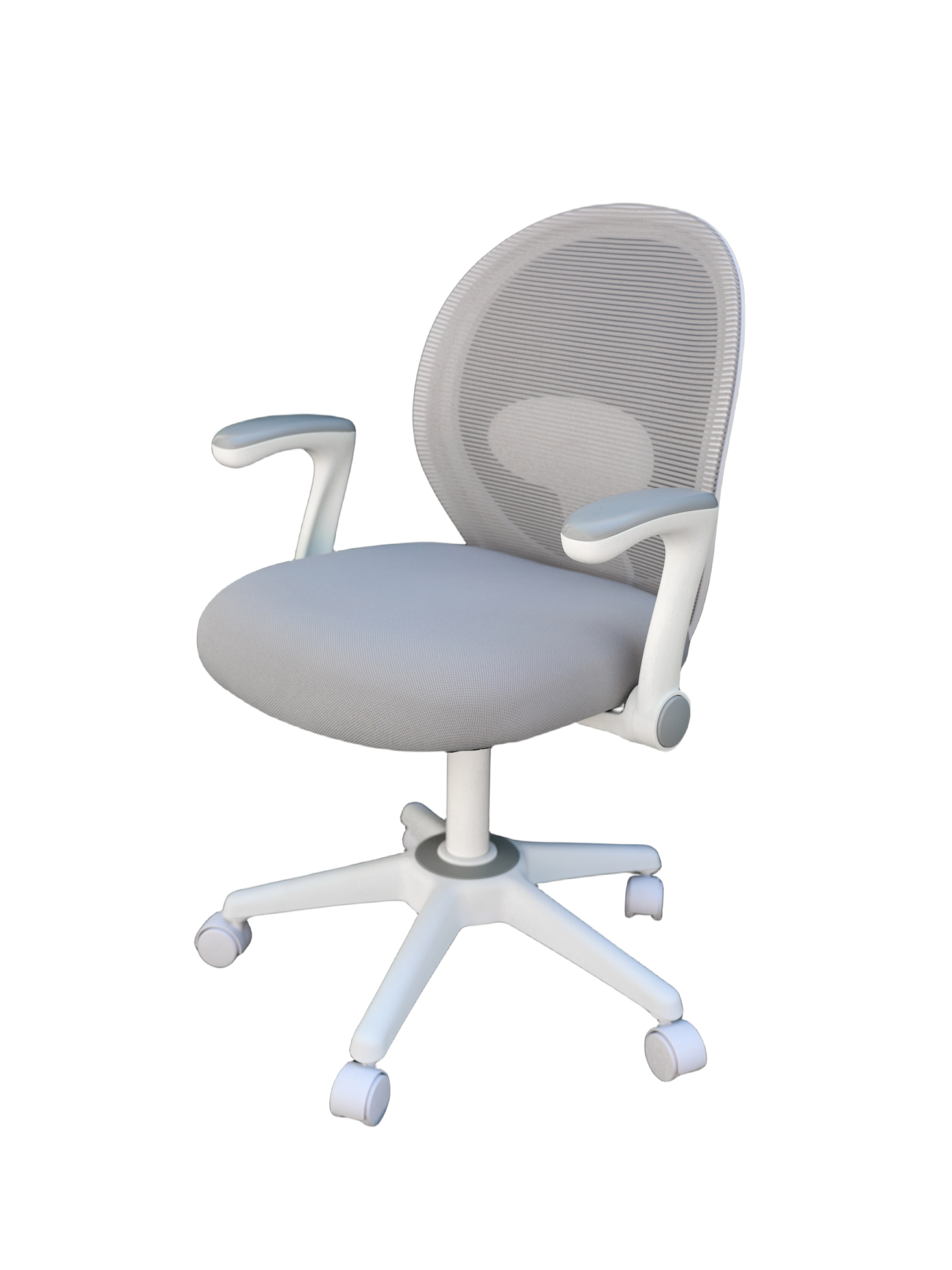Grey Mesh and Fabric Task Chair with Adjustable Arms