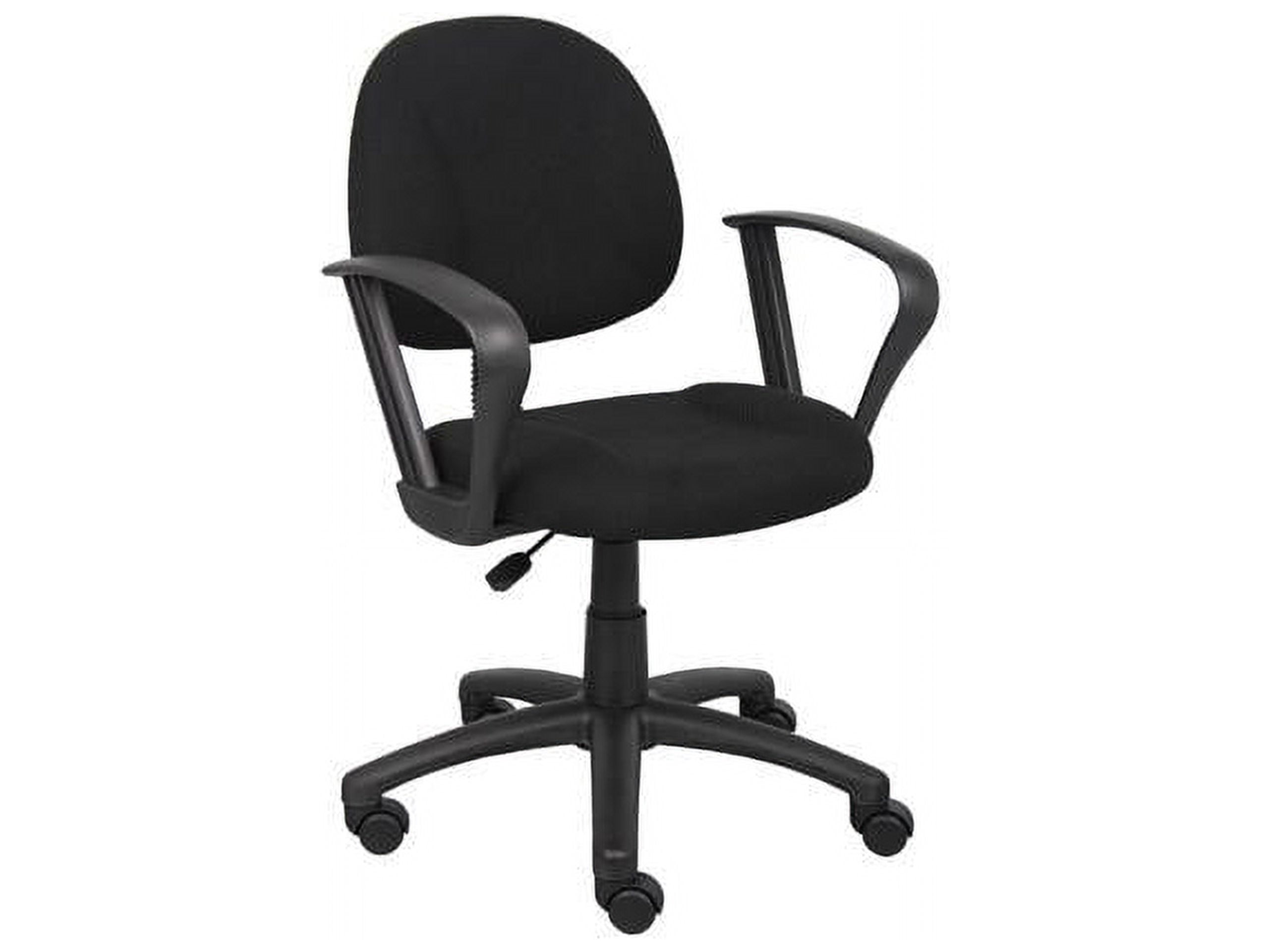 Boss Office Products Mid Back Ergonomic Fabric Office Swivel Chair With Arms in Black