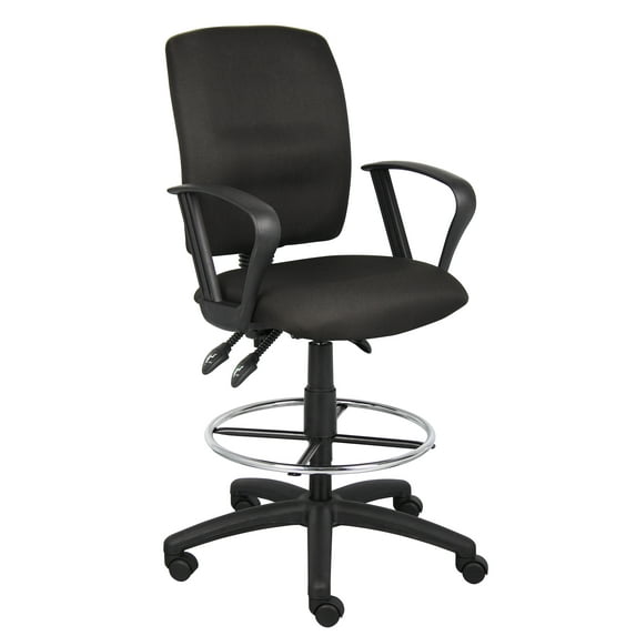 Boss Office Products Multi Function Fabric Drafting Stool with Loop Arms