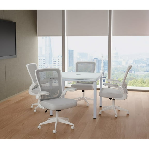 Boss Office Products 36" Square Table and (4) Office Task Chairs, White