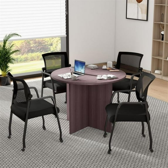 Boss Office Products 42"W Conference Table with 4 Mesh Chairs in Driftwood