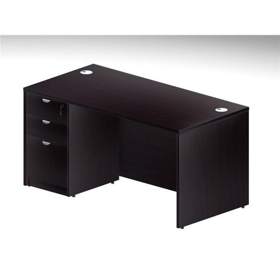 Boss Office Products 60" Desk with Pedestal in Mocha