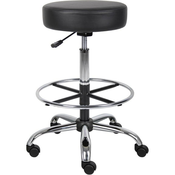 Boss Office Products Antimicrobial Vinyl Medical/Drafting Stool, Black