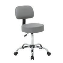 Boss Office Products Antimicrobial Vinyl Midback Medical Rolling Stool, Grey