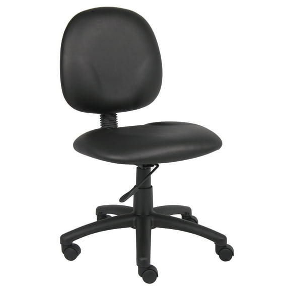 Boss Office Products Armless Vinyl Diamond Task Chair with Casters, Black