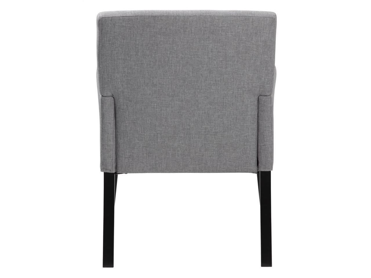 Elegant Medium Gray Linen Upholstered Guest Chair with Black Wood Legs