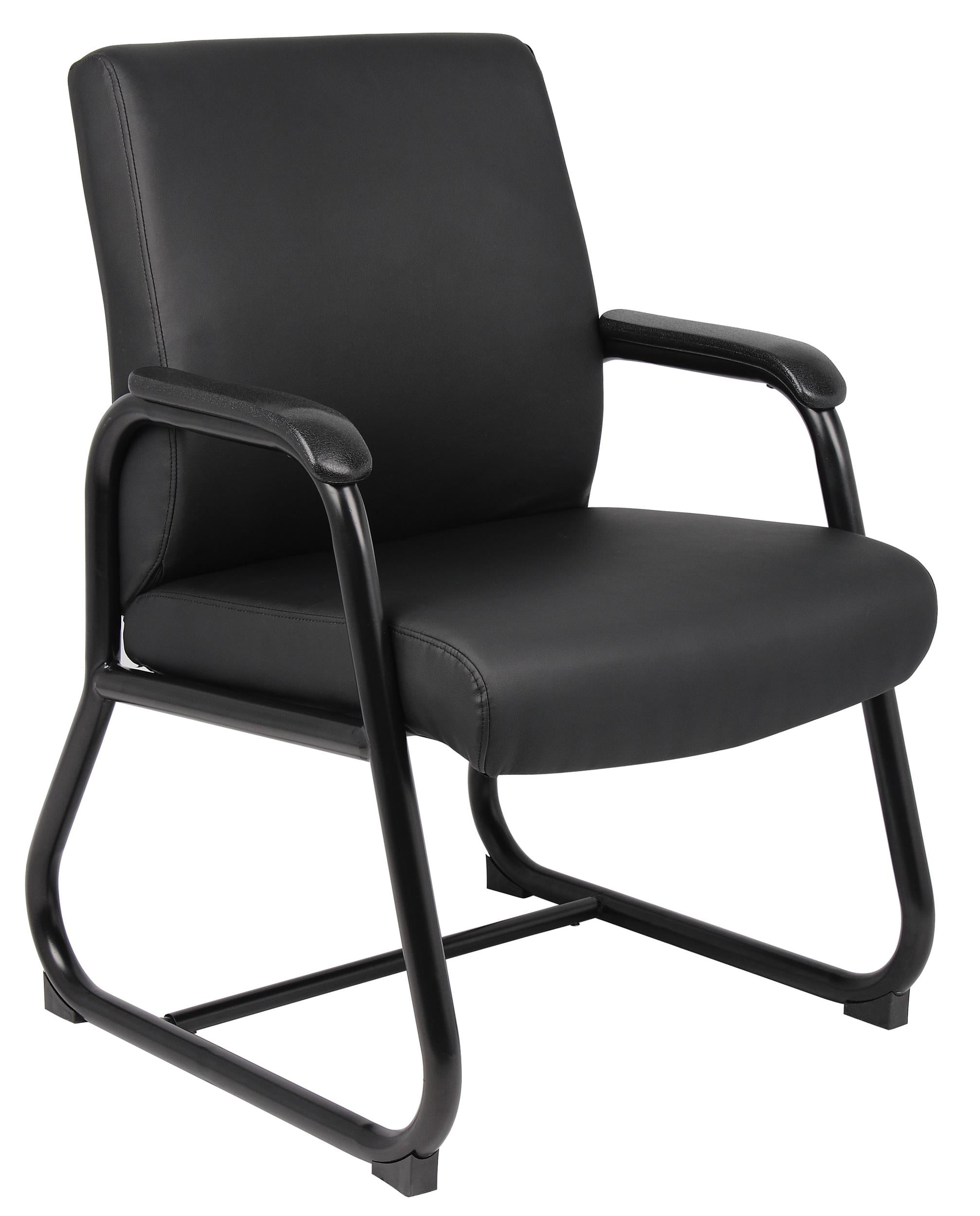 Sleek Minimalist Heavy Duty Guest Chair in Black Caressoft