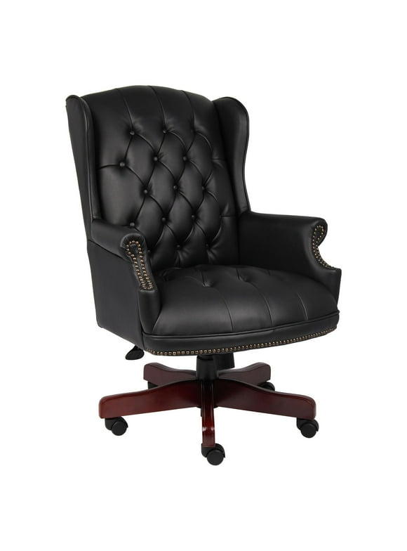 Boss Office Products B800-BK Wingback Traditional Desk Chair, Black