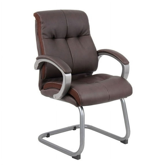 Boss Office Products B8779P-BN Double Plush Executive Guest Reception Waiting Room Chair, Brown