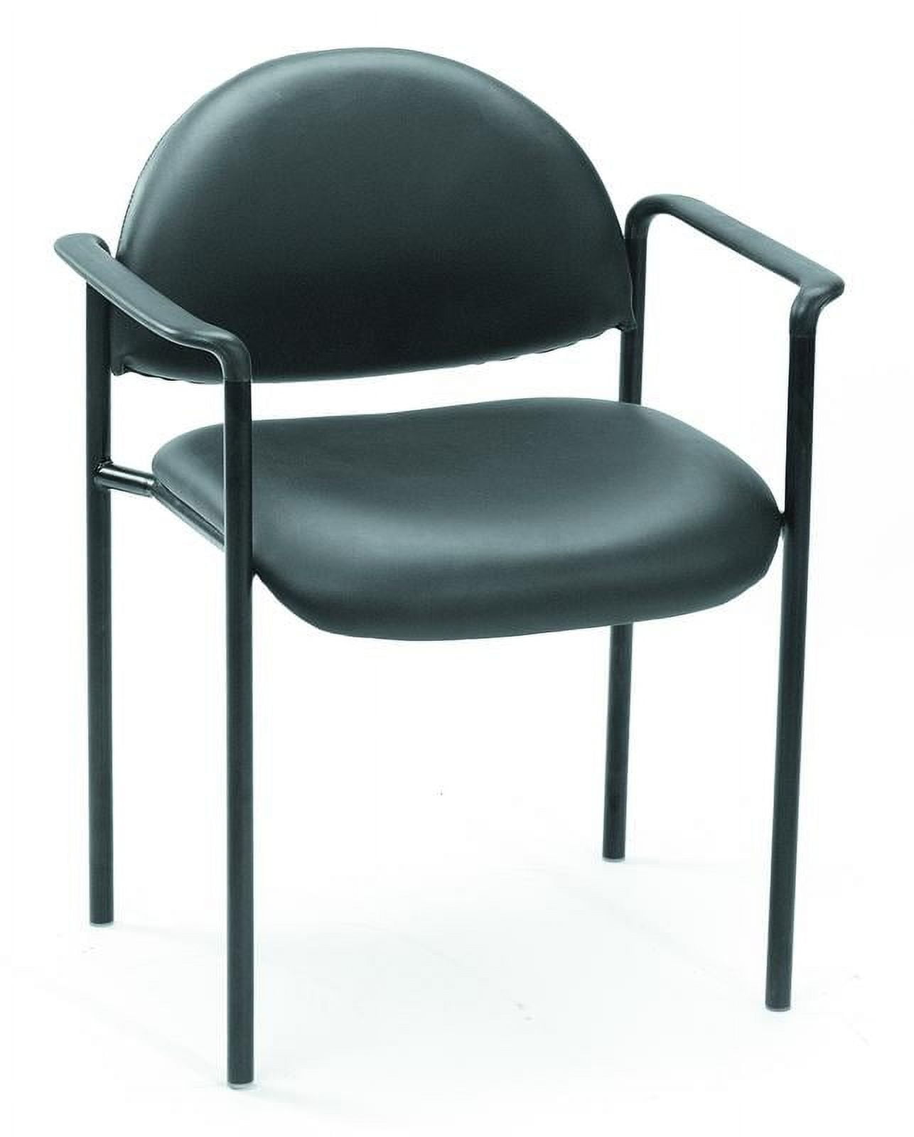 Contemporary Black Caressoft Stacking Chair with Metal Frame