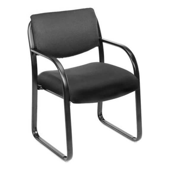 Boss Office Products B9521-BK Fabric Sled Base Guest Chair with Arms, Black