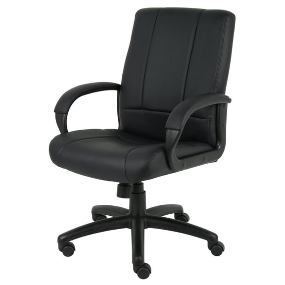 Boss Office Products Black Mid-back Leather Executive Chair