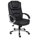Ergonomic High-Back Swivel Executive Chair in Black LeatherPlus