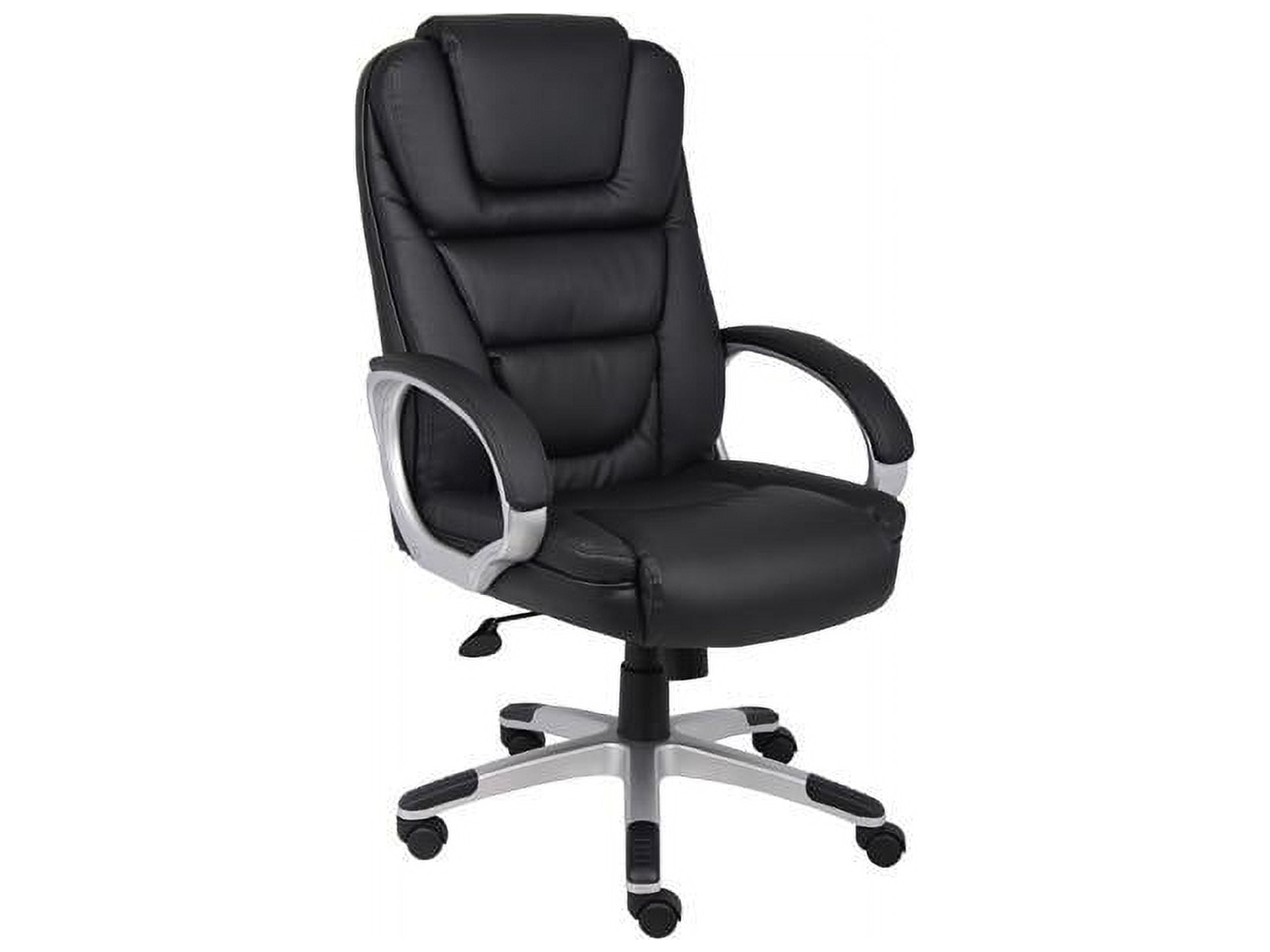 Ergonomic High-Back Swivel Executive Chair in Black LeatherPlus