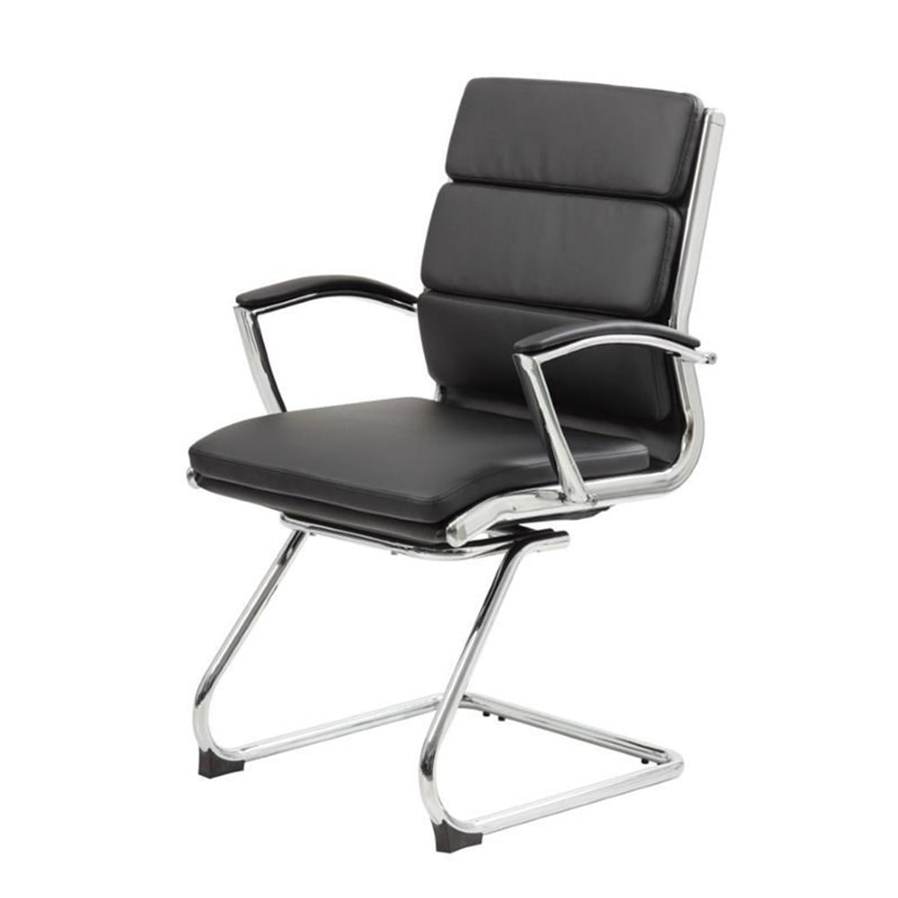 Modern Executive CaressoftPlus Guest Chair with Chrome Frame, Black