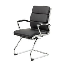 Boss Office Products CaressoftPlus Executive Guest Chair with Chrome Frame, Black