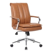 Boss Office Products Charlotte Pillow Top Task Chair with Fixed Chrome Arms, Caramel