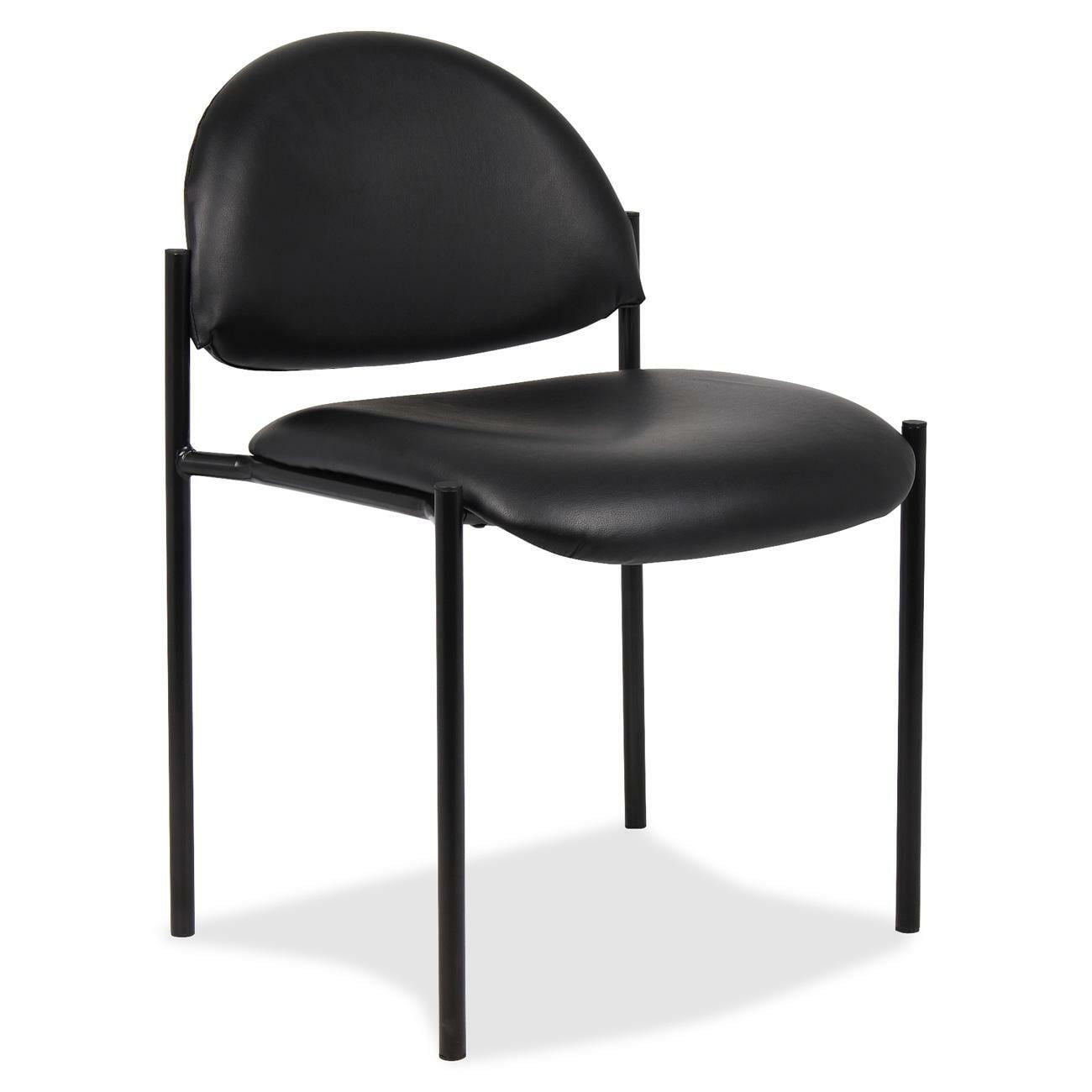 Black Armless Caressoft Vinyl Stacking Chair with Metal Frame