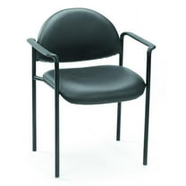 Boss Office Products Diamond Steel Office Caressoft Vinyl Stacking Chair with Arms, Black