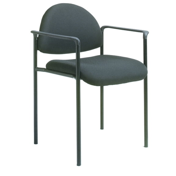 Boss Office Products Diamond Steel Office Stacking Chair with Arms, Black