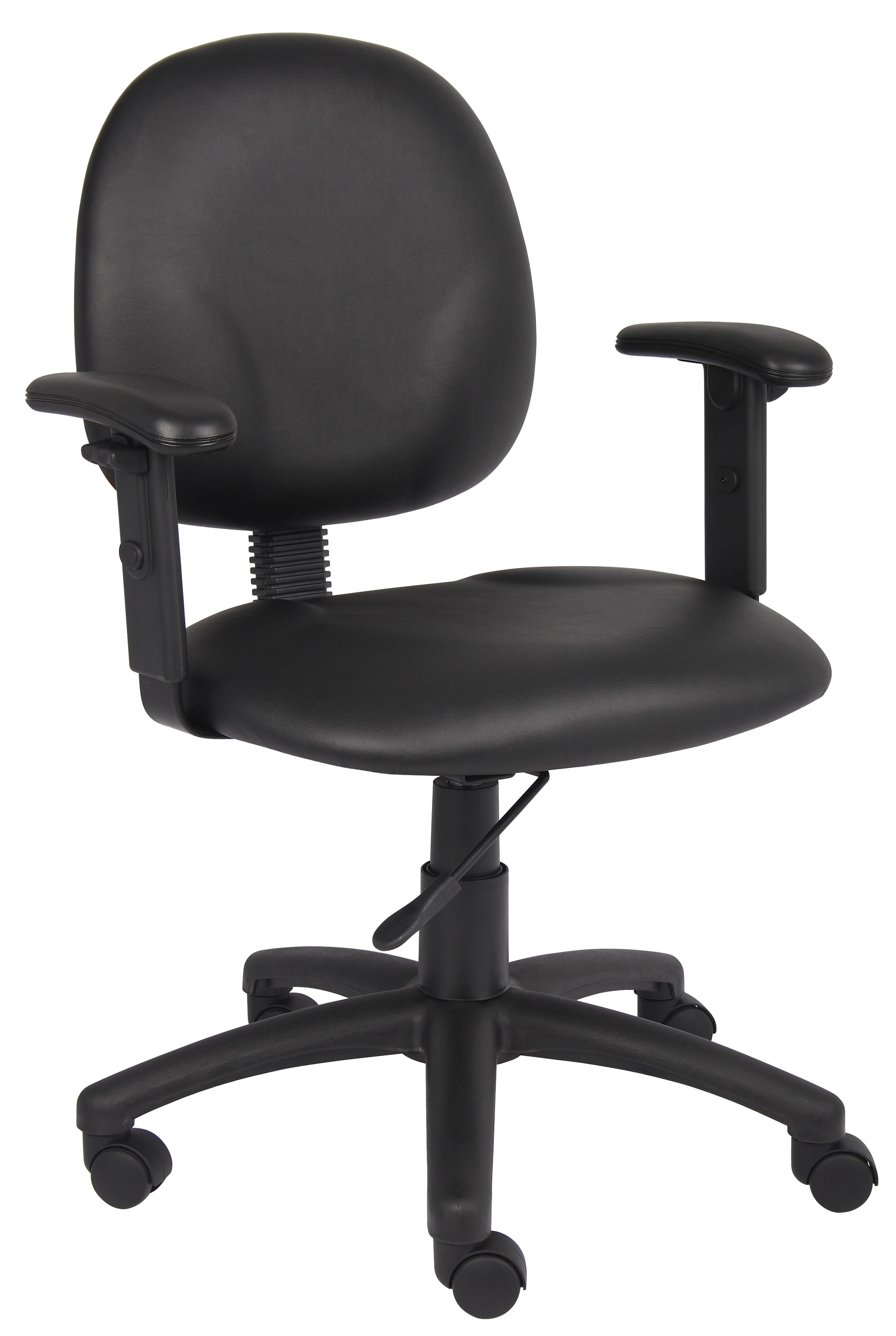 Boss Office Products Diamond Task Chair, Antimicrobial Vinyl with Adjustable Arms, Black