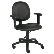 Boss Office Products Diamond Task Chair, Antimicrobial Vinyl with Adjustable Arms, Black