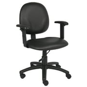 Boss Office Products Diamond Task Chair, Antimicrobial Vinyl with Adjustable Arms, Black