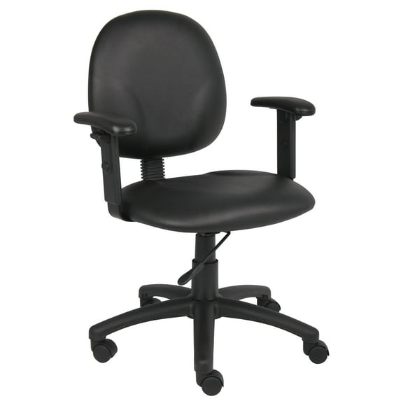 Boss Office Products Diamond Task Chair, Antimicrobial Vinyl with Adjustable Arms, Black