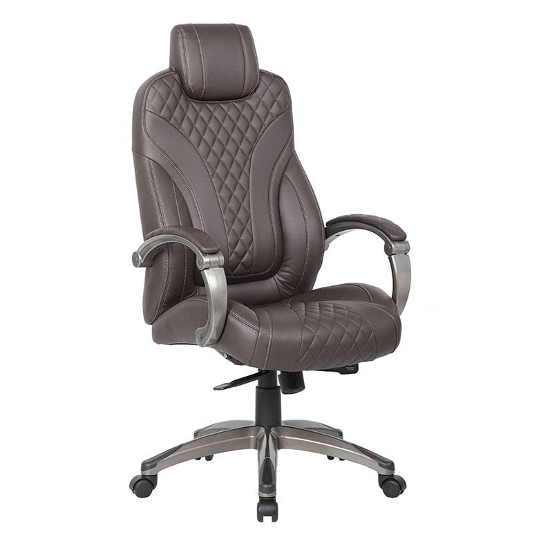 Boss Office Products Executive Hinged Arm Chair with Casters, Brown