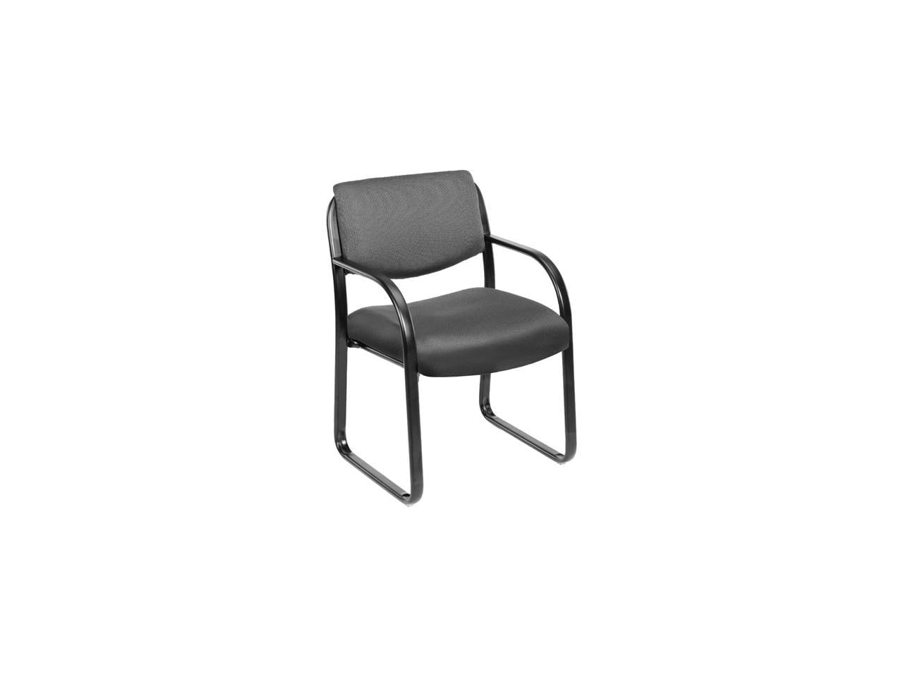 Elegant Gray Fabric Guest Chair with Metal Wood Frame