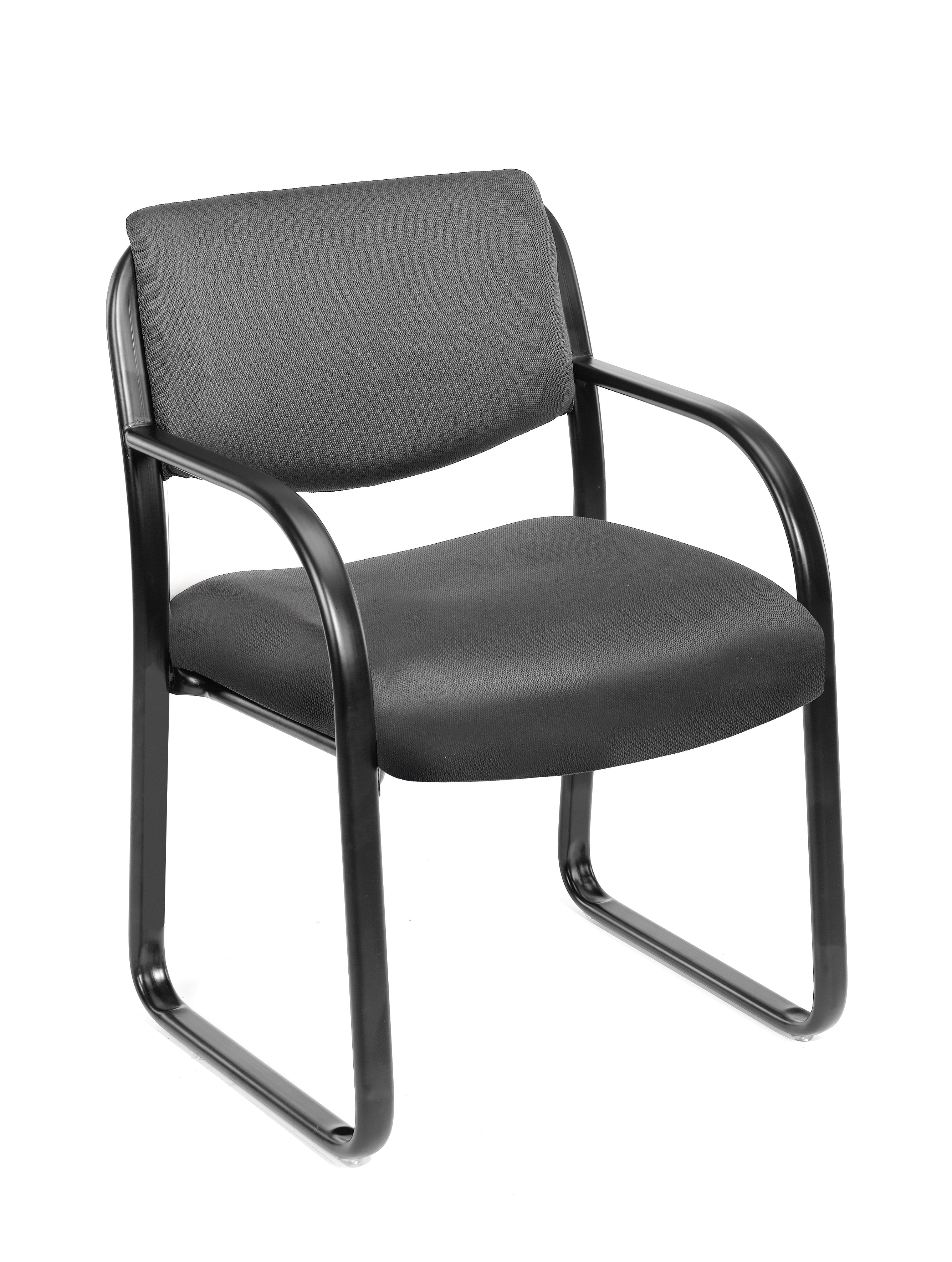 Elegant Gray Fabric Guest Chair with Metal Wood Frame