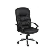 Boss Office Products High Back LeatherPlus Executive Chair with Chrome Base and Casters, Black