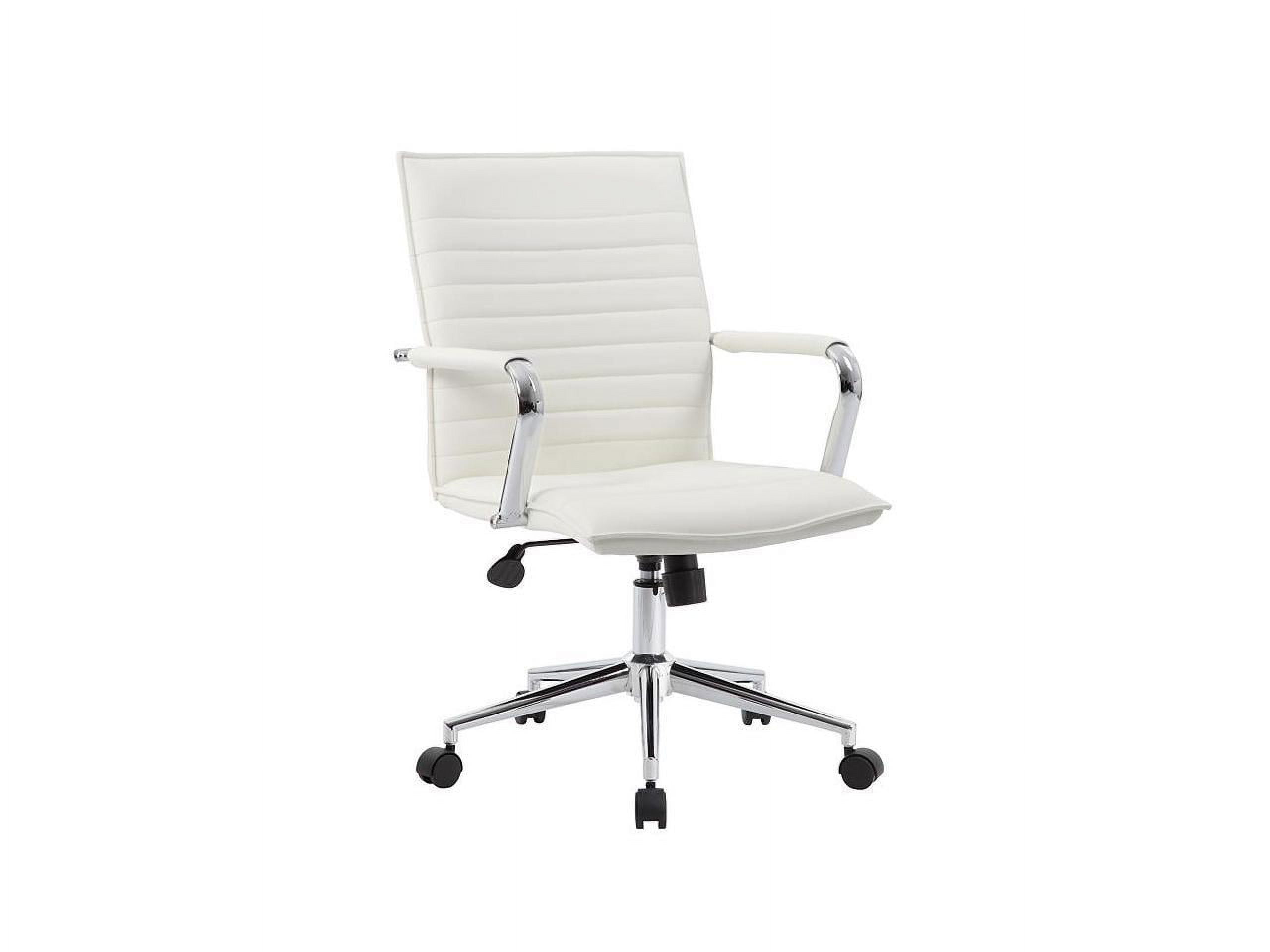 Elevate Chrome Base White Vinyl Task Chair with Fixed Arms