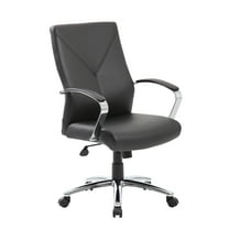 Boss Office Products LeatherPlus Home Office Adjustable Executive Chair with Casters, Black