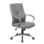 Boss Office Products LeatherPlus Home Office Adjustable Executive Chair with Casters, Grey
