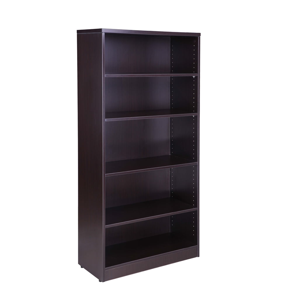 Mahogany 67" 5-Shelf Bookcase with Scratch-Resistant Finish