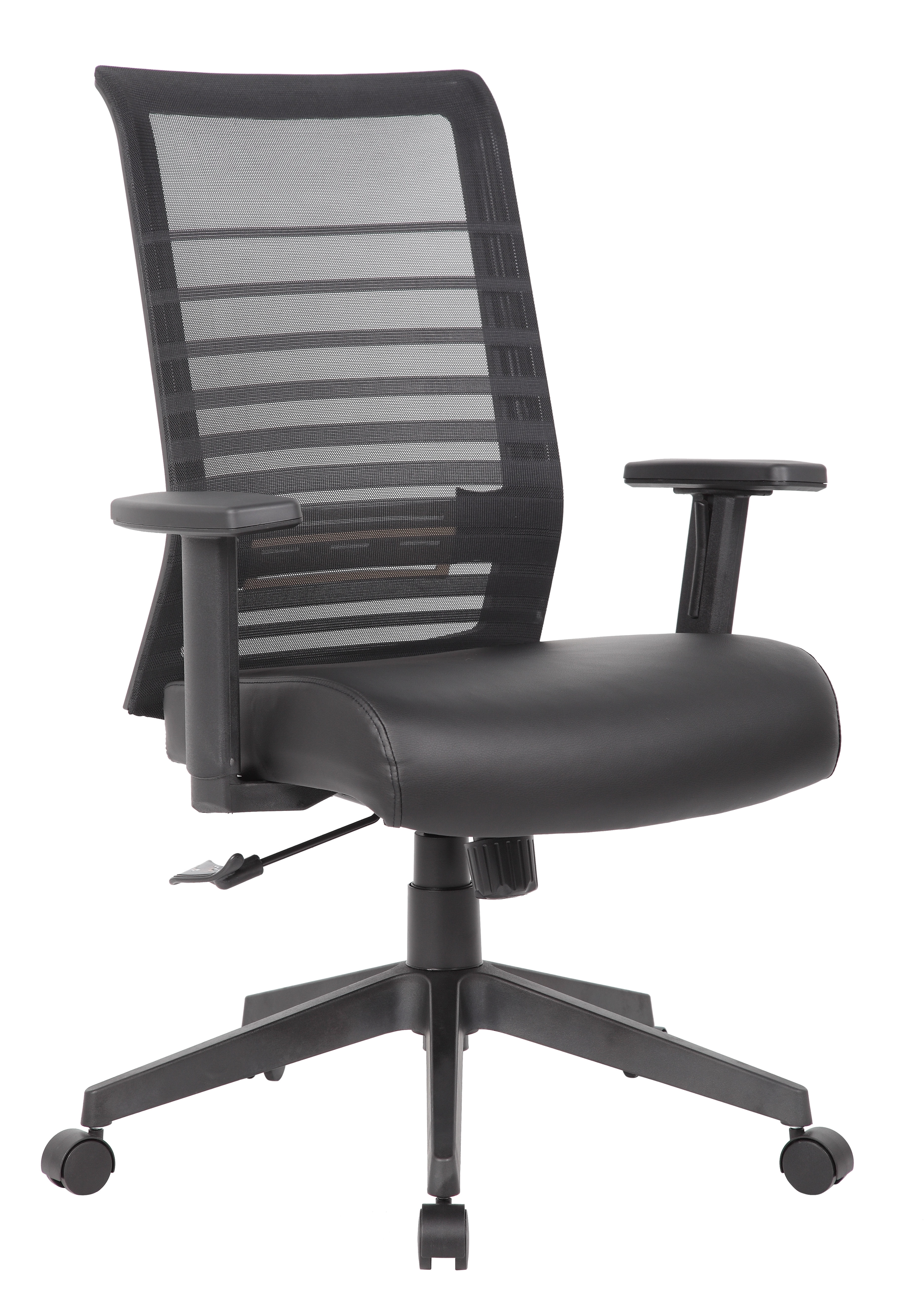 Black Ergonomic Mesh Back Vinyl Task Chair with Adjustable Arms