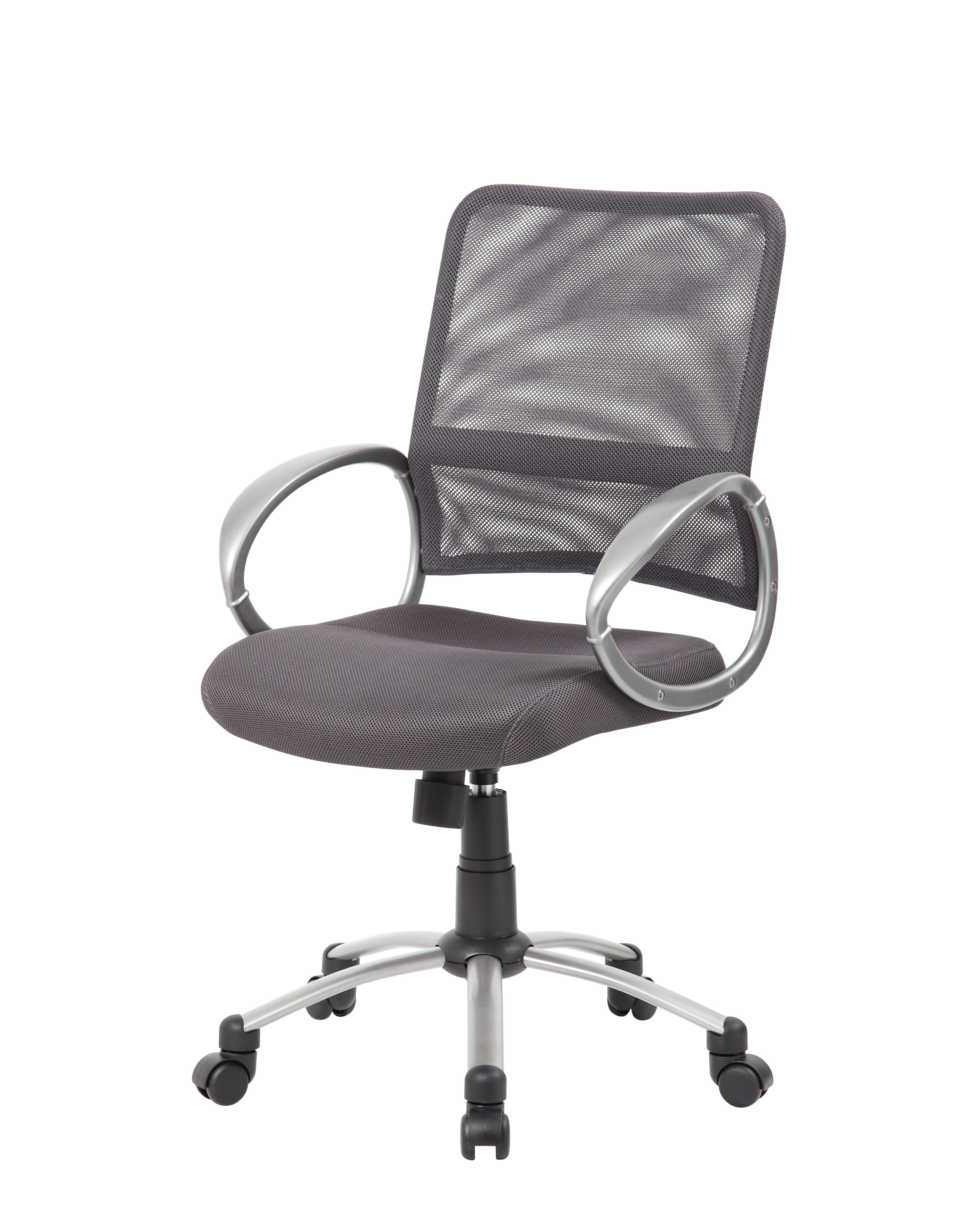 Charcoal Grey Mesh Swivel Task Chair with Pewter Finish Metal Base