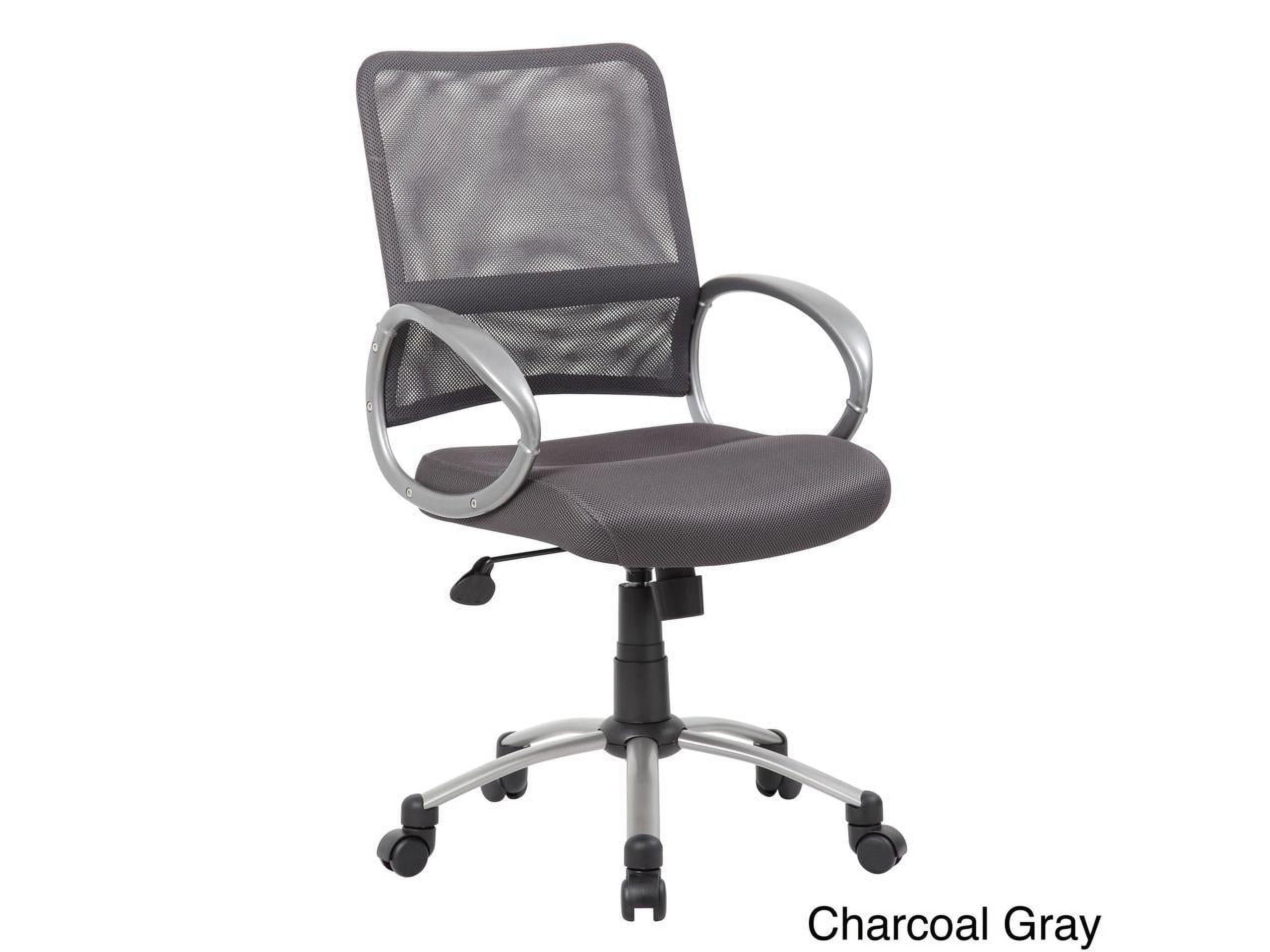 Charcoal Grey Mesh Swivel Task Chair with Pewter Finish Metal Base