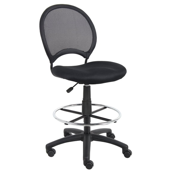 Boss Office Products Mesh Drafting Stool with Casters, Black
