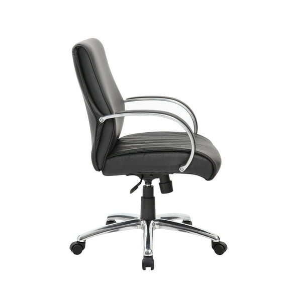 Boss Office Products Mid Back Executive Chair with Black Upholstery-Finish:Aluminum