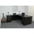 thumbnail image 1 of Boss Office Products Mocha 71 inch Executive L-Shape Corner Desk with Dual File Storage Pedestals, 1 of 6