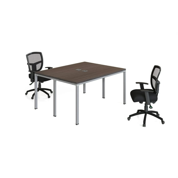 Boss Office Products Simple System Double Desk, 29-1/2"H x 60"W x 60"D, Driftwood