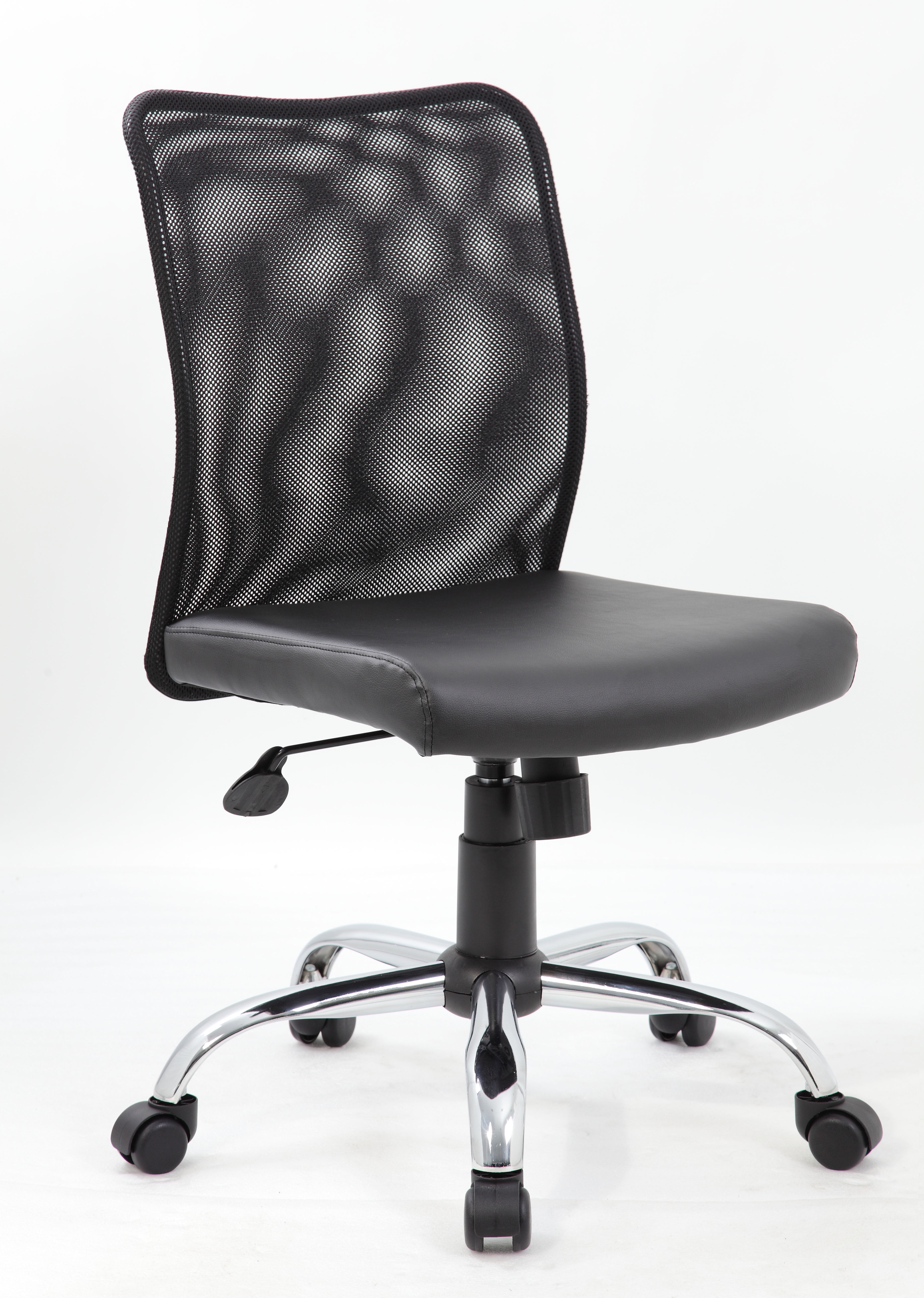 Black Mesh and Vinyl Swivel Task Chair with Chrome Base