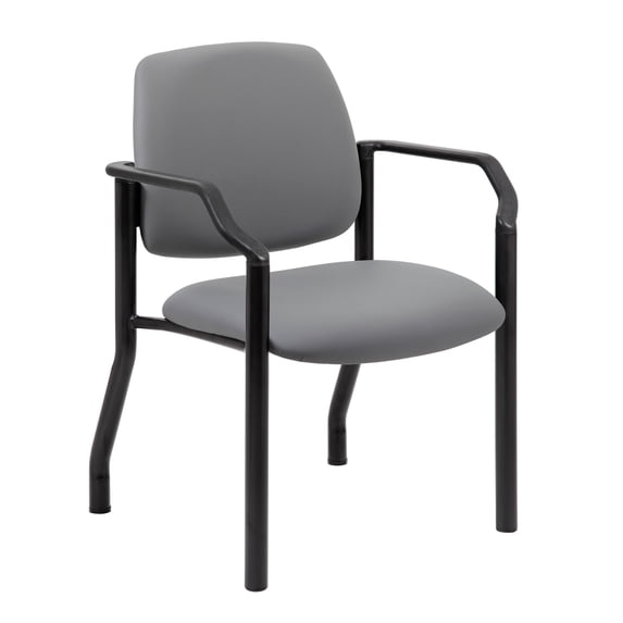 Boss Office Products Big and Tall Antimicrobial Vinyl 300 lb Capacity Guest Chair, Grey/Black