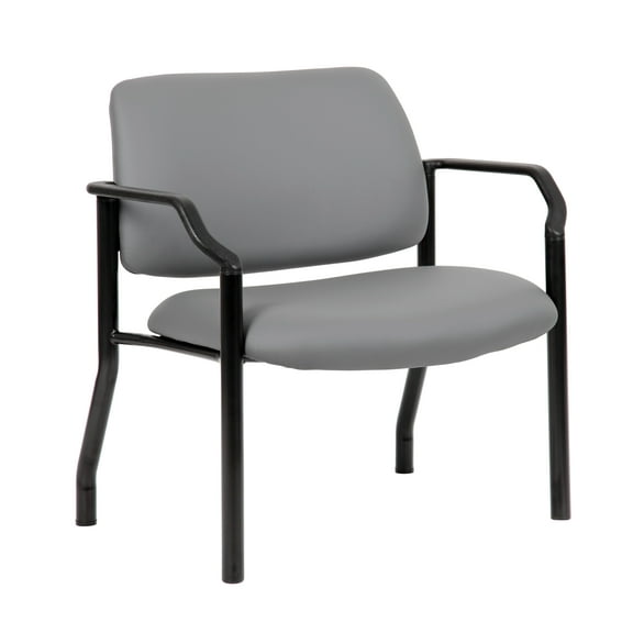 Boss Office Products Big and Tall Antimicrobial Vinyl 500 lbs. Weight Capacity Guest Reception Chair, Grey/Black