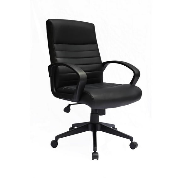 Boss Office Products Ribbed Back CaressoftPlus Vinyl Task Chair in Black